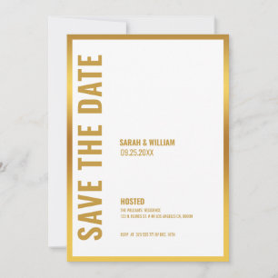 Enregistrer la date-Blanc avec cadre or Invitation