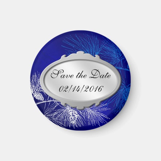 Enregistrer la date Bleu Blanc hiver Magnets perso (Devant)