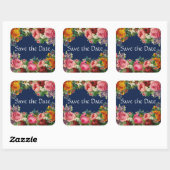 Enregistrer la date Bleu Floral Burgundy Stickers (Feuille)