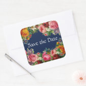 Enregistrer la date Bleu Floral Burgundy Stickers (Enveloppe)
