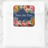 Enregistrer la date Bleu Floral Burgundy Stickers (Sac)