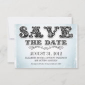 enregistrer la date bleu vintage invitations (Devant)