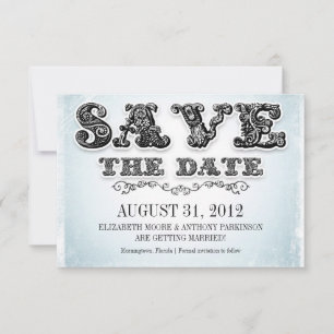 enregistrer la date bleu vintage invitations
