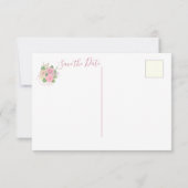 Enregistrer la date Boho Floral Pink carte postale (Dos)