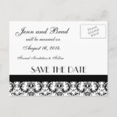 Enregistrer la date Carte Damas noir et blanc (Dos)