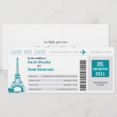 Enregistrer la date Carte d'embarquement à Paris F (Devant / Derrière)