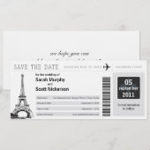 Enregistrer la date Carte d'embarquement à Paris F (Devant / Derrière)