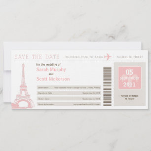 Enregistrer la date Carte d'embarquement à Paris F