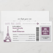 Enregistrer la date Carte d'embarquement à Paris F (Devant / Derrière)