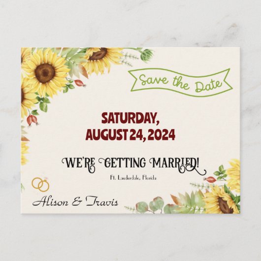 ENREGISTRER LA DATE CARTE POST MARIAGE (Devant)