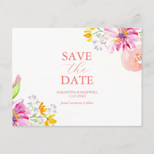 Enregistrer La Date Carte Postale Aquarelle Floral