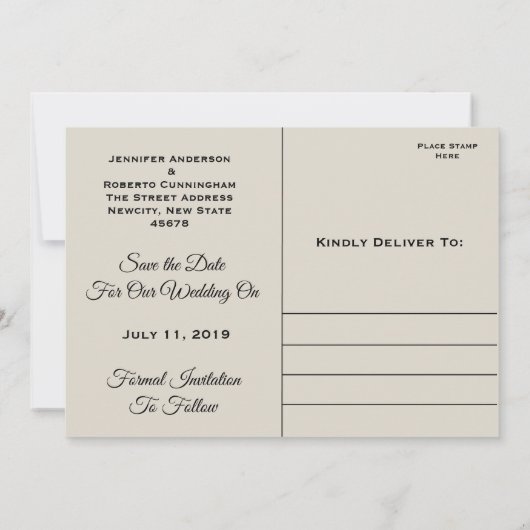 Enregistrer la date Carte postale Black and White (Dos)