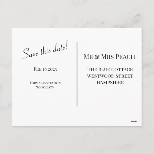 Enregistrer La Date, Carte Postale Classique Green (Dos)