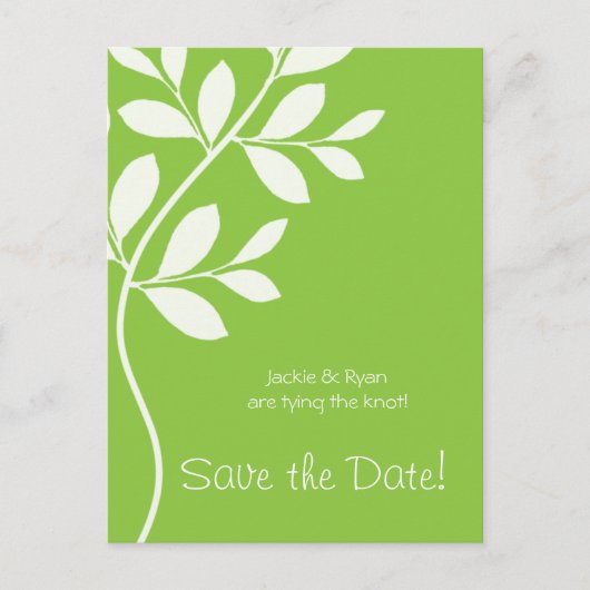 Enregistrer la date Carte postale Lime Green Leaf  (Devant)