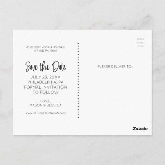 Enregistrer La Date Carte Postale - manuscrite (Dos)