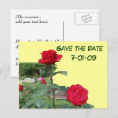 Enregistrer La Date Carte Postale Photo Fleur Rose (Devant / Derrière)