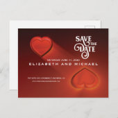 Enregistrer La Date, Carte Postale Rouge Deux Coeu (Devant / Derrière)