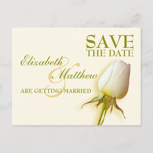 Enregistrer la date Carte postale simple Rose blan (Devant)