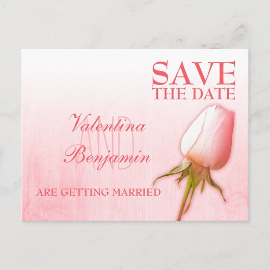 Enregistrer la date carte postale simple rose rose (Devant)