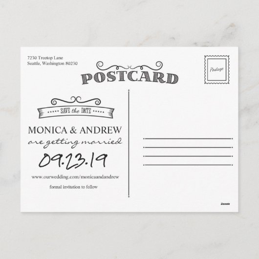 Enregistrer la date Carte postale Tropical Palm Tr (Dos)