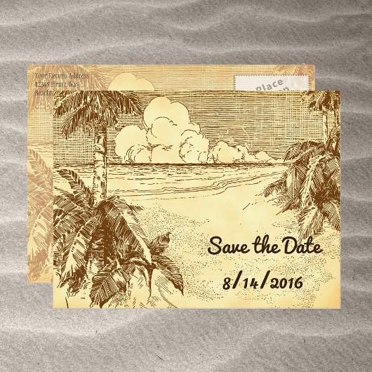 Enregistrer la date Carte postale Vintage plage pe