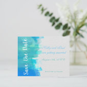 ENREGISTRER LA DATE Carte postale Watercolor Blue  (Debout devant)