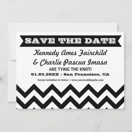 Enregistrer la date Chevron Wedding Cartes (Devant)