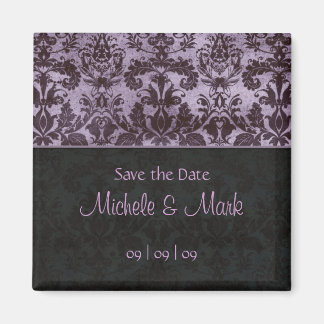 Enregistrer la date Damask Magnet 2b Purple