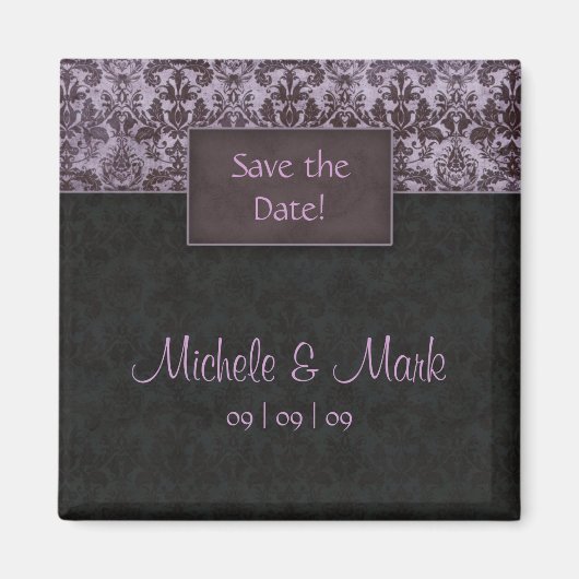 Enregistrer la date Damask Magnet Purple (Devant)