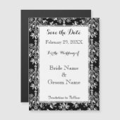 Enregistrer la date Damask noir sur la carte magné (Devant / Derrière)