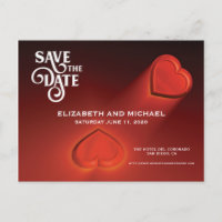 Enregistrer La Date, Deux Coeurs Carte Postale Rou