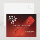 Enregistrer La Date, Deux Coeurs Carte Postale Rou (Devant / Derrière)