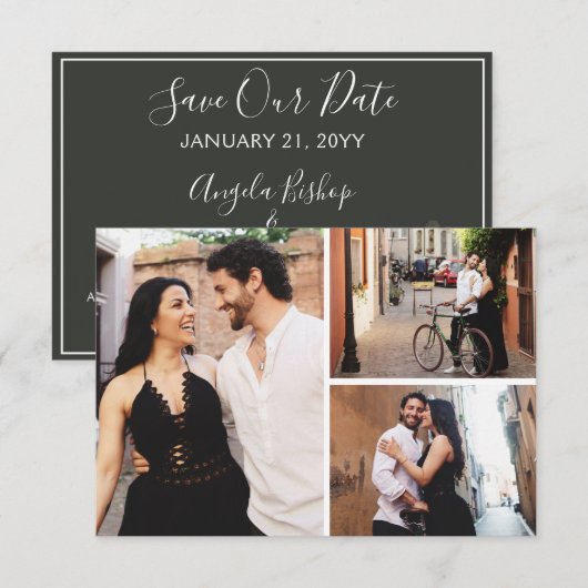 Enregistrer La Date Elegant Blush Floral 3 Cartes (Devant / Derrière)