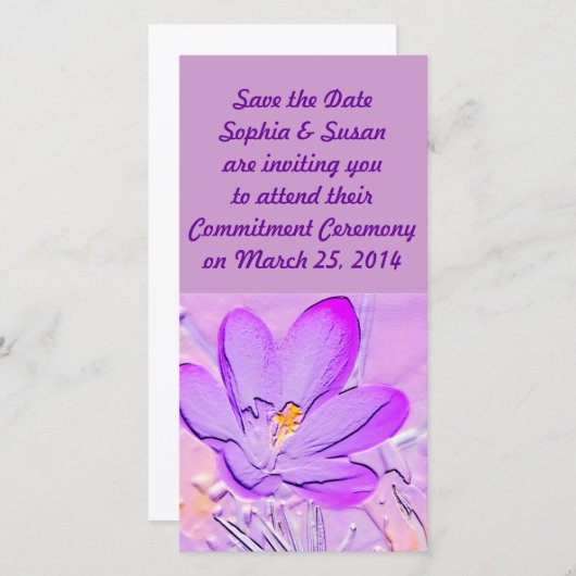 Enregistrer la date Embossée des cartes crocus vio (Devant / Derrière)