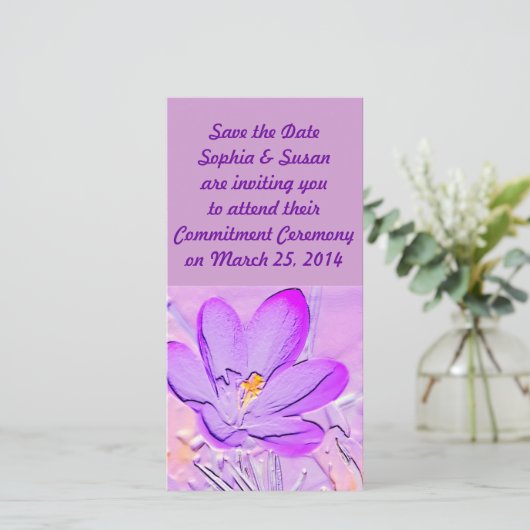 Enregistrer la date Embossée des cartes crocus vio (Debout devant)