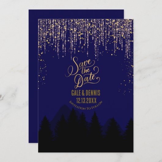 Enregistrer la date Faire-part de mariage de Noël (Devant / Derrière)