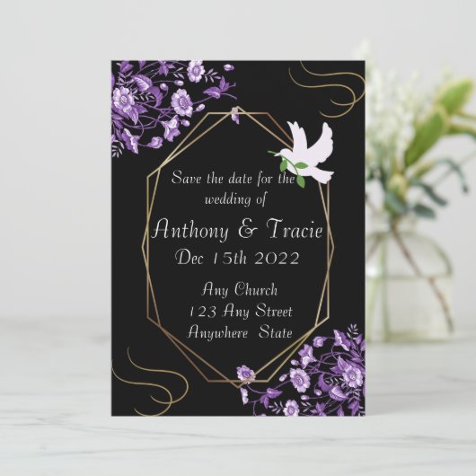 Enregistrer La Date Faire-part de mariage Noir & V (Debout devant)