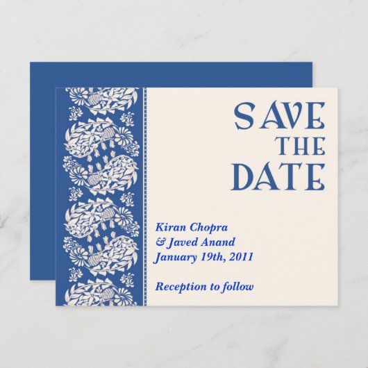 Enregistrer la date Faire-part indien/juif (Devant / Derrière)