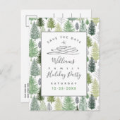 Enregistrer la date Fête Pins verts Carte postale (Devant / Derrière)