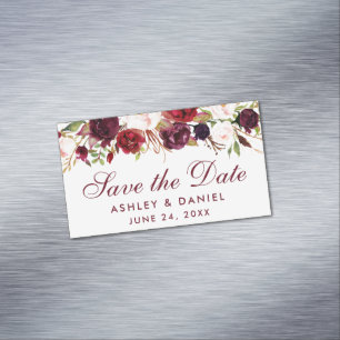 Enregistrer La Date Floral Bourgogne Mini Magnet