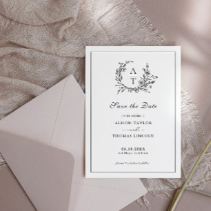 Enregistrer la date Formal Crest Carte Noir et Bla