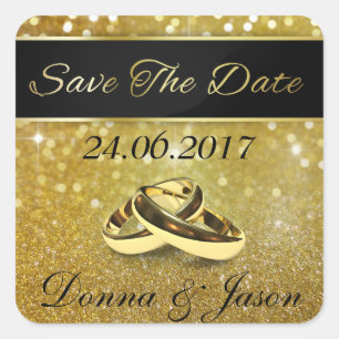 Enregistrer la date Gold Mariage anneaux - Sticker