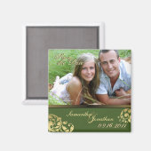 Enregistrer la date Green & Gold Shimmer Magnet fl (Recto/Verso)