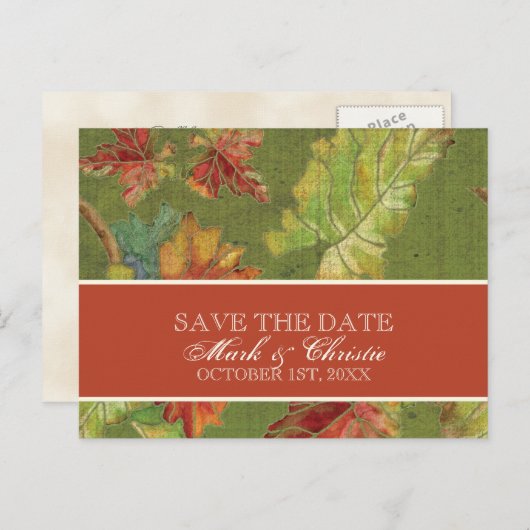 Enregistrer la date Invitation Autumn Grape Leaf B (Devant / Derrière)