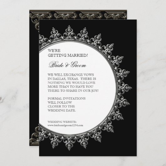 Enregistrer la date Invitation Classic Baroque Swi (Devant / Derrière)