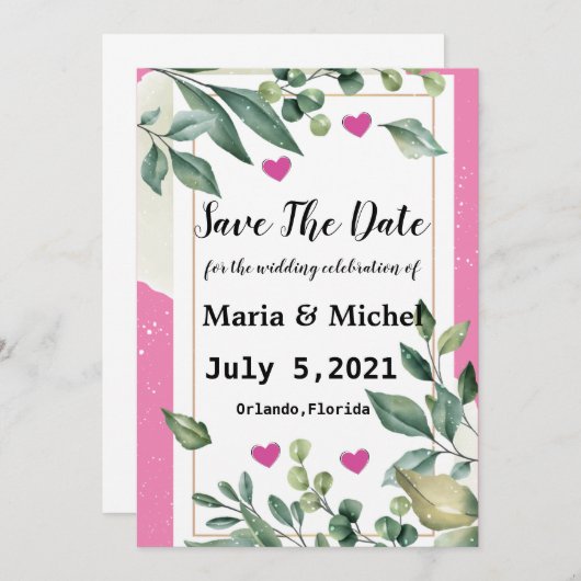 Enregistrer La Date Invitation De Largement (Devant / Derrière)