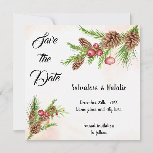 Enregistrer la date Invitation de Noël (Devant)