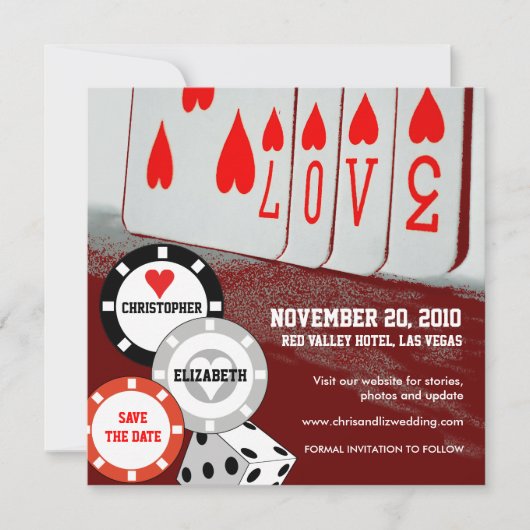 Enregistrer La Date Invitation Love Casino Card 3 (Devant)