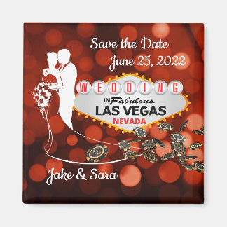 Enregistrer la date Las Vegas Magnet 2 pouces carr
