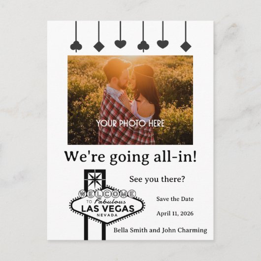 Enregistrer la date Las Vegas Mariage Carte postal (Devant)